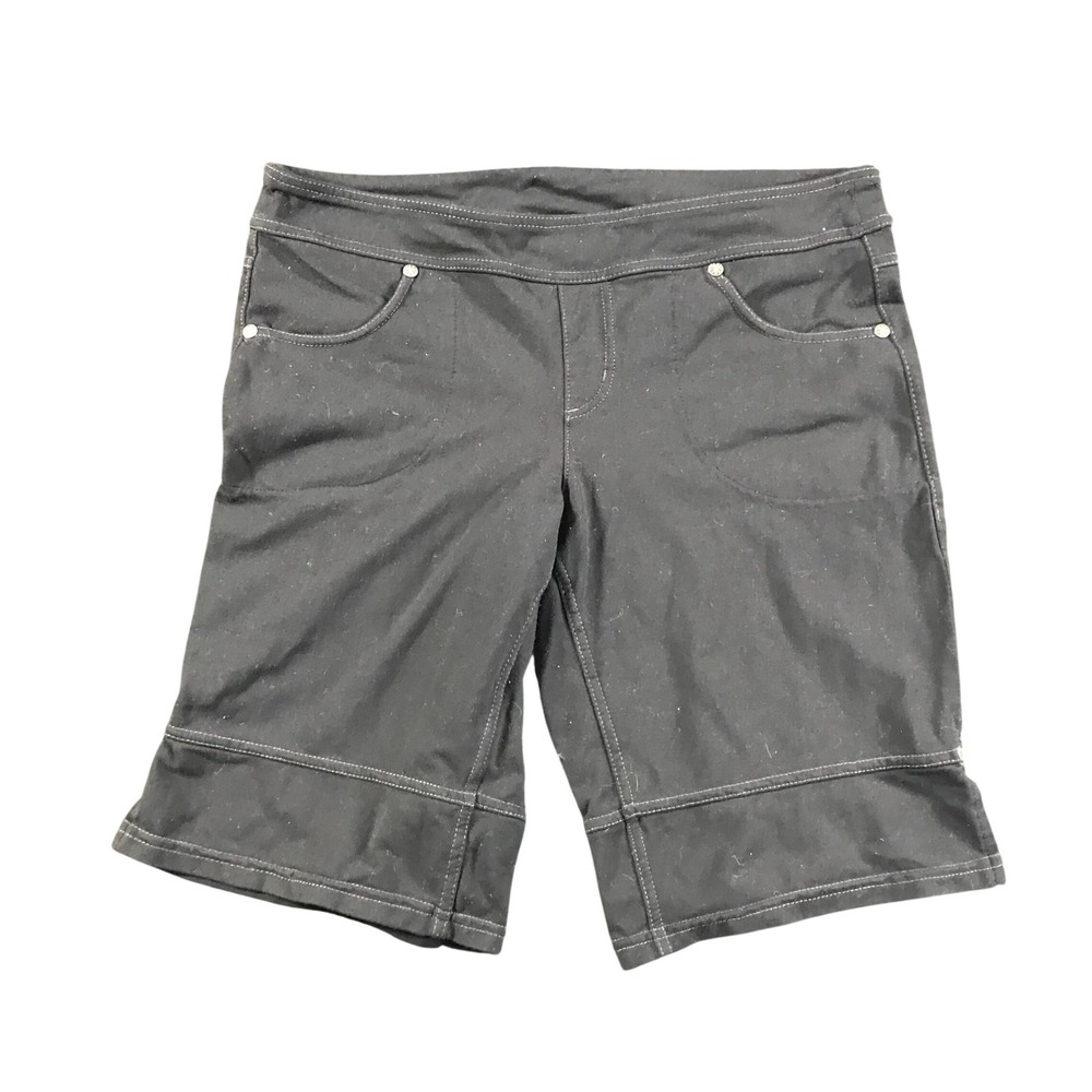 Athleta Black Bermuda Shorts Womens Mid Rise Pull On Stretch Hiking Activewear
